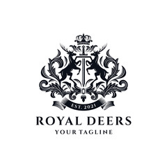 Royal Deer Crest Logo Template