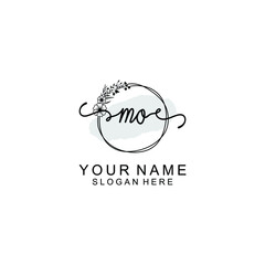 Initial MO Handwriting, Wedding Monogram Logo Design, Modern Minimalistic and Floral templates for Invitation cards