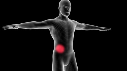 Obraz premium 3d illustration of a men xray hologram showing pain area on the chest area