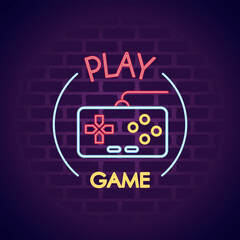 video game control in wall neon style icon