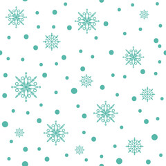 Christmas or New Year seamless pattern or digital paper - snowflake winter abstract ornament on white background, simple snow endless vector texture for wrapping, textile, scrapbook