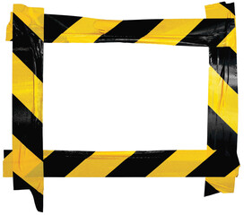 Yellow Black Caution Warning Barricade Tape Notice Sign Frame, Horizontal Adhesive Sticker Background, Diagonal Hazard Stripes Signal Safety Attention Concept, Isolated Large Detailed Closeup, Old Age