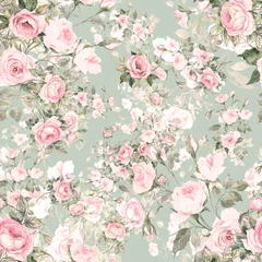 Foto op Canvas Lovely seamless floral pattern delicate roses © Irina Chekmareva