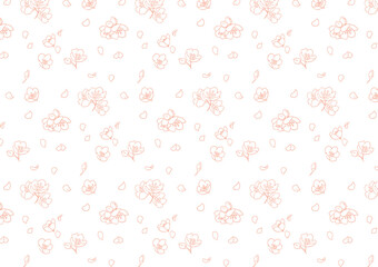シンプルな手描きの桜のパターン背景　春の装飾イラスト