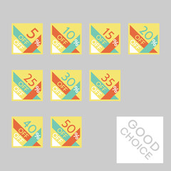 Set of discount labels. Universal abstract design for web, print, etc.