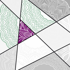 Colorful vintage pattern with floral and mandala elements. Vector illustration. Can be used for fabric, wallpaper, tile, wrapping, covers and carpet.