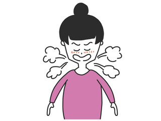 モノクロくしゃみする女の子