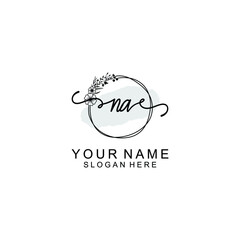 Initial NA Handwriting, Wedding Monogram Logo Design, Modern Minimalistic and Floral templates for Invitation cards