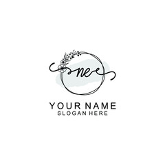 Initial NE Handwriting, Wedding Monogram Logo Design, Modern Minimalistic and Floral templates for Invitation cards