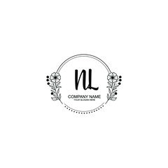 Initial NL Handwriting, Wedding Monogram Logo Design, Modern Minimalistic and Floral templates for Invitation cards