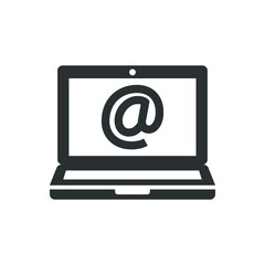 Laptop and at sign symbol icon