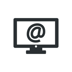 Monitor and at sign symbol icon