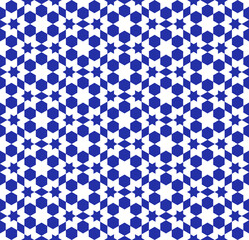 Seamless geometric ornament based on traditional islamic art. Blue and white.