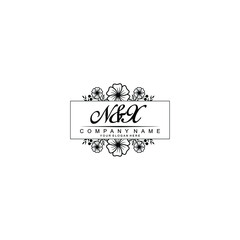 Initial NX Handwriting, Wedding Monogram Logo Design, Modern Minimalistic and Floral templates for Invitation cards