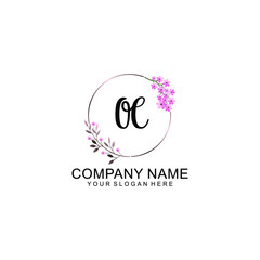 Initial OC Handwriting, Wedding Monogram Logo Design, Modern Minimalistic and Floral templates for Invitation cards