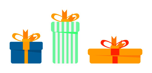 Colorful gift box icon set.