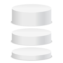 Empty white round podium on white background. Vector