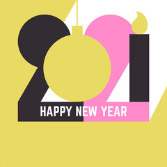 2021 new year flat geometric creative poster. Greeting card artwork, brochure template. Holiday vector background concept. Minimalistic trendy abstract illustration