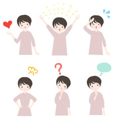 私服で案内ポーズをする若い女性の全身【主線なし】