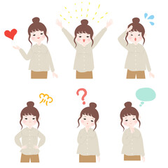 私服で案内ポーズをする若い女性の全身【主線なし】