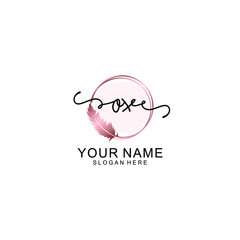 Initial OX Handwriting, Wedding Monogram Logo Design, Modern Minimalistic and Floral templates for Invitation cards