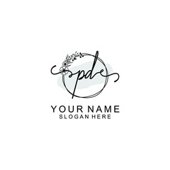 Initial PD Handwriting, Wedding Monogram Logo Design, Modern Minimalistic and Floral templates for Invitation cards