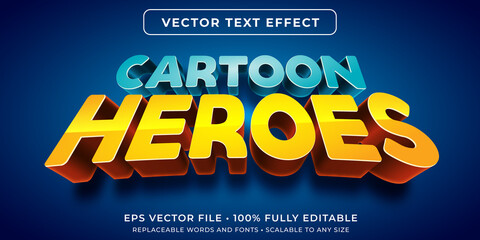 Editable text effect - heroes text cartoon style