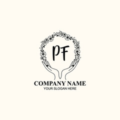 Initial PF Handwriting, Wedding Monogram Logo Design, Modern Minimalistic and Floral templates for Invitation cards