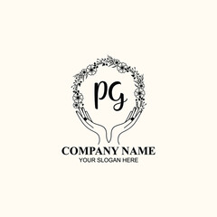 Initial PG Handwriting, Wedding Monogram Logo Design, Modern Minimalistic and Floral templates for Invitation cards