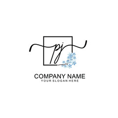 Initial PJ Handwriting, Wedding Monogram Logo Design, Modern Minimalistic and Floral templates for Invitation cards