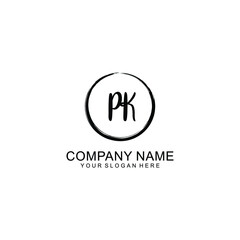 Initial PK Handwriting, Wedding Monogram Logo Design, Modern Minimalistic and Floral templates for Invitation cards