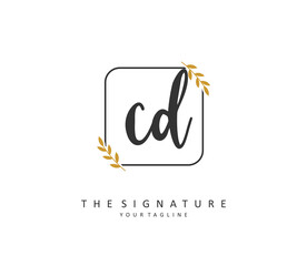 CD Initial letter handwriting and signature logo. A concept handwriting initial logo with template element.