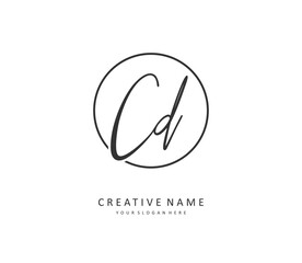 CD Initial letter handwriting and signature logo. A concept handwriting initial logo with template element.
