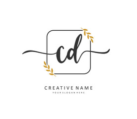 CD Initial letter handwriting and signature logo. A concept handwriting initial logo with template element.
