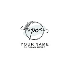 Initial PN Handwriting, Wedding Monogram Logo Design, Modern Minimalistic and Floral templates for Invitation cards