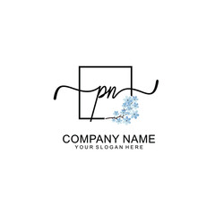 Initial PN Handwriting, Wedding Monogram Logo Design, Modern Minimalistic and Floral templates for Invitation cards