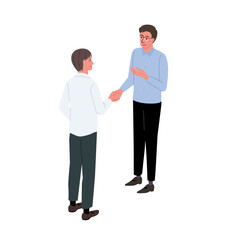 握手をするビジネスマン　イラスト　アイソメトリック
