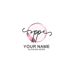 Initial PP Handwriting, Wedding Monogram Logo Design, Modern Minimalistic and Floral templates for Invitation cards