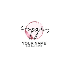 Initial PZ Handwriting, Wedding Monogram Logo Design, Modern Minimalistic and Floral templates for Invitation cards