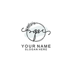 Initial QA Handwriting, Wedding Monogram Logo Design, Modern Minimalistic and Floral templates for Invitation cards