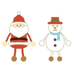 サンタクロースとスノーマンのイラスト