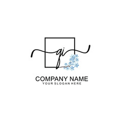 Initial QI Handwriting, Wedding Monogram Logo Design, Modern Minimalistic and Floral templates for Invitation cards