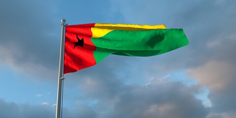 3d rendering of the national flag of the Guinea Bissau