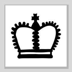The crown of the king and queen. Or a princess and a prince. Nice, funny drawing. Hand drawing doodle. Black and white sketch. Vector.