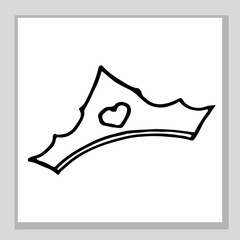 The crown of the king and queen. Or a princess and a prince. Nice, funny drawing. Hand drawing doodle. Black and white sketch. Vector.