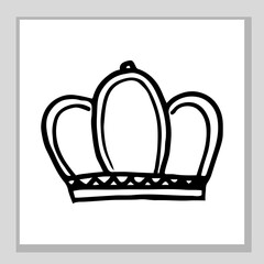 The crown of the king and queen. Or a princess and a prince. Nice, funny drawing. Hand drawing doodle. Black and white sketch. Vector.