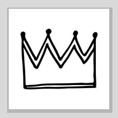 The crown of the king and queen. Or a princess and a prince. Nice, funny drawing. Hand drawing doodle. Black and white sketch. Vector.