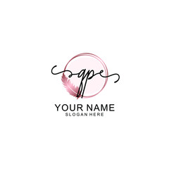 Initial QP Handwriting, Wedding Monogram Logo Design, Modern Minimalistic and Floral templates for Invitation cards