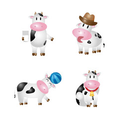 Cute Cow Cartoon Set