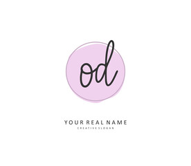 OD Initial letter handwriting and signature logo. A concept handwriting initial logo with template element.